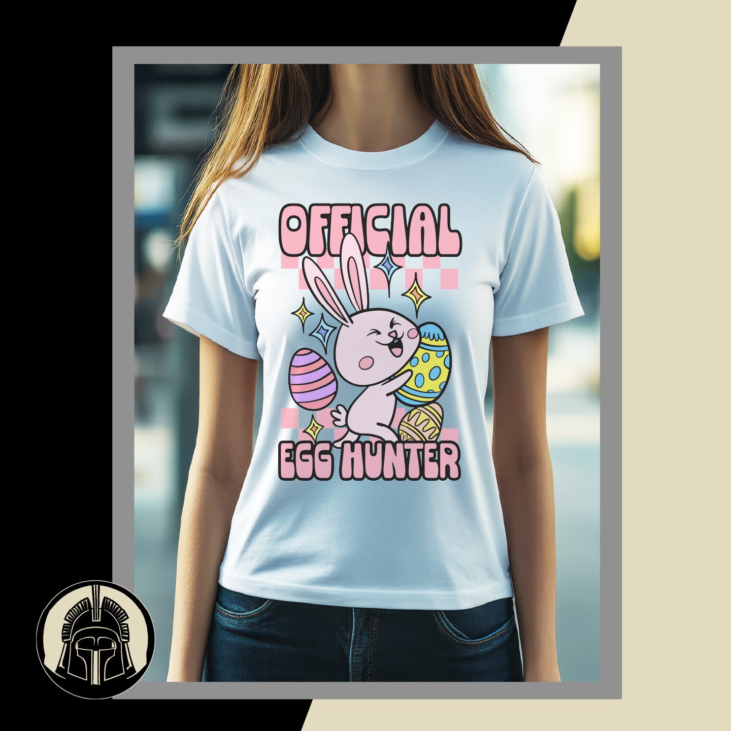 Official Egg Hunter - Bunny - Cartoon - Eggs - Sparkle - Easter - DTF