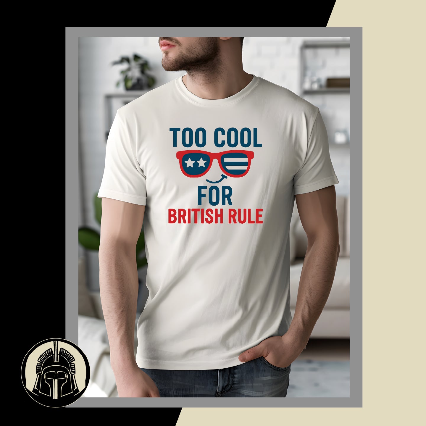 Person wearing a white t-shirt with a political message design.
