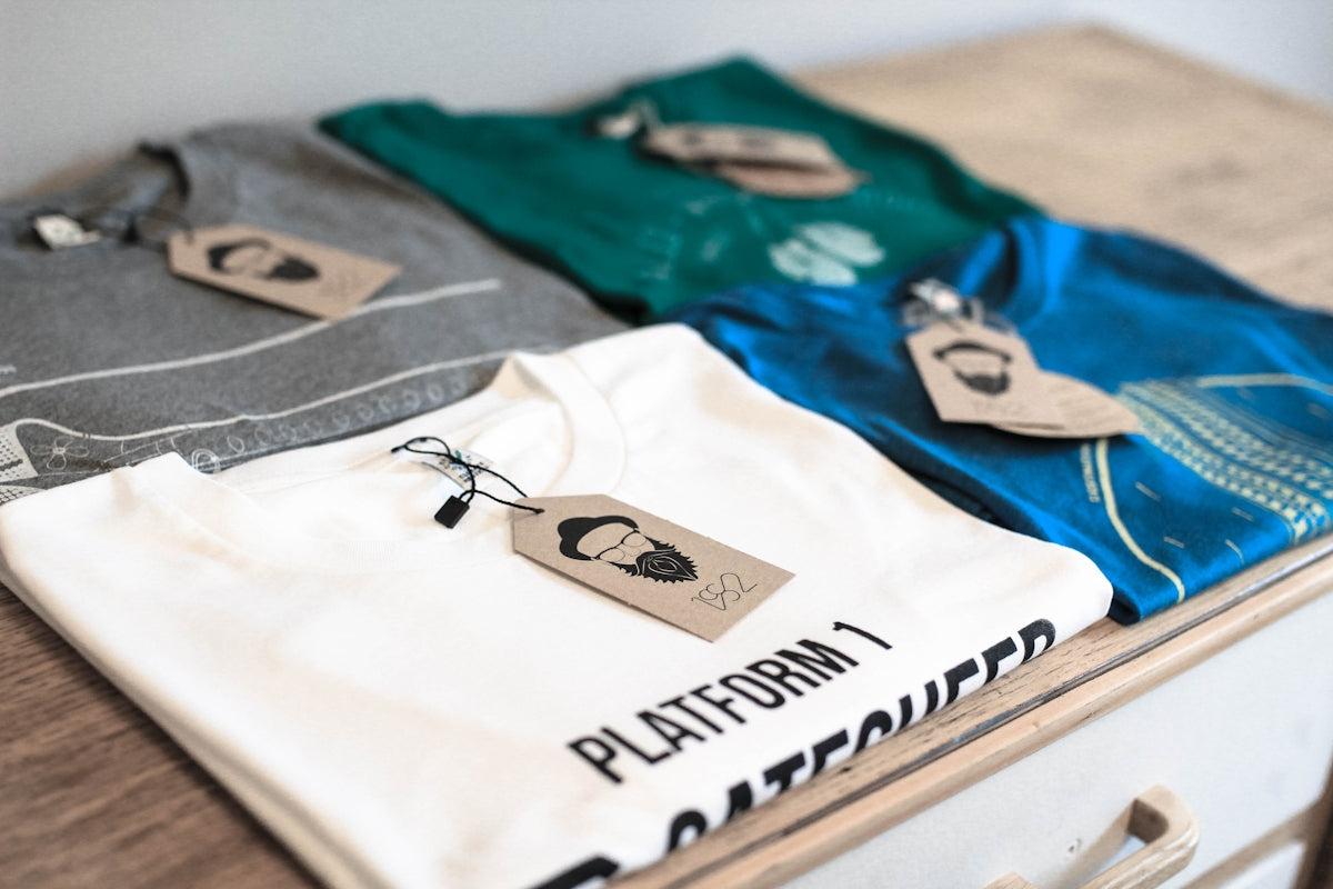 assorted-colored printed crew-neck t-shirts