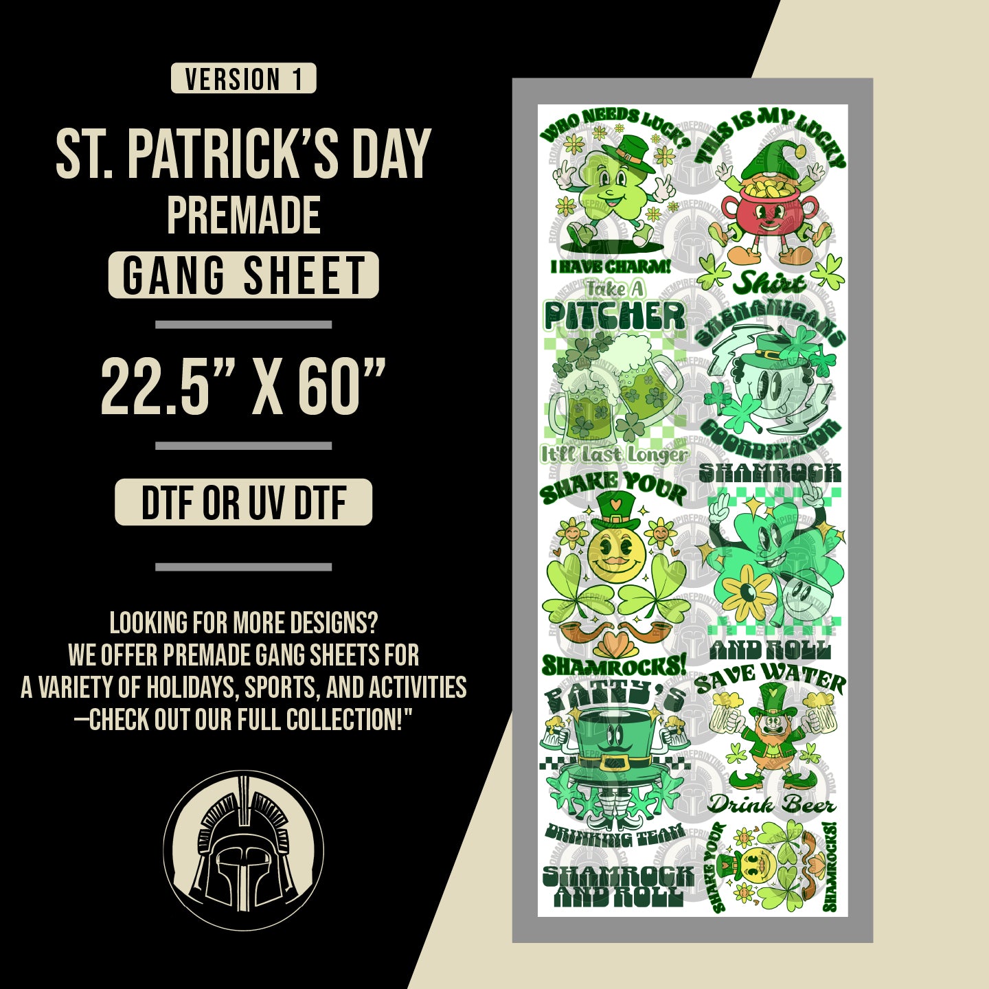 St. Patrick's Day - Version 1 - Premade Gang Sheet 22.5 x 60inches
