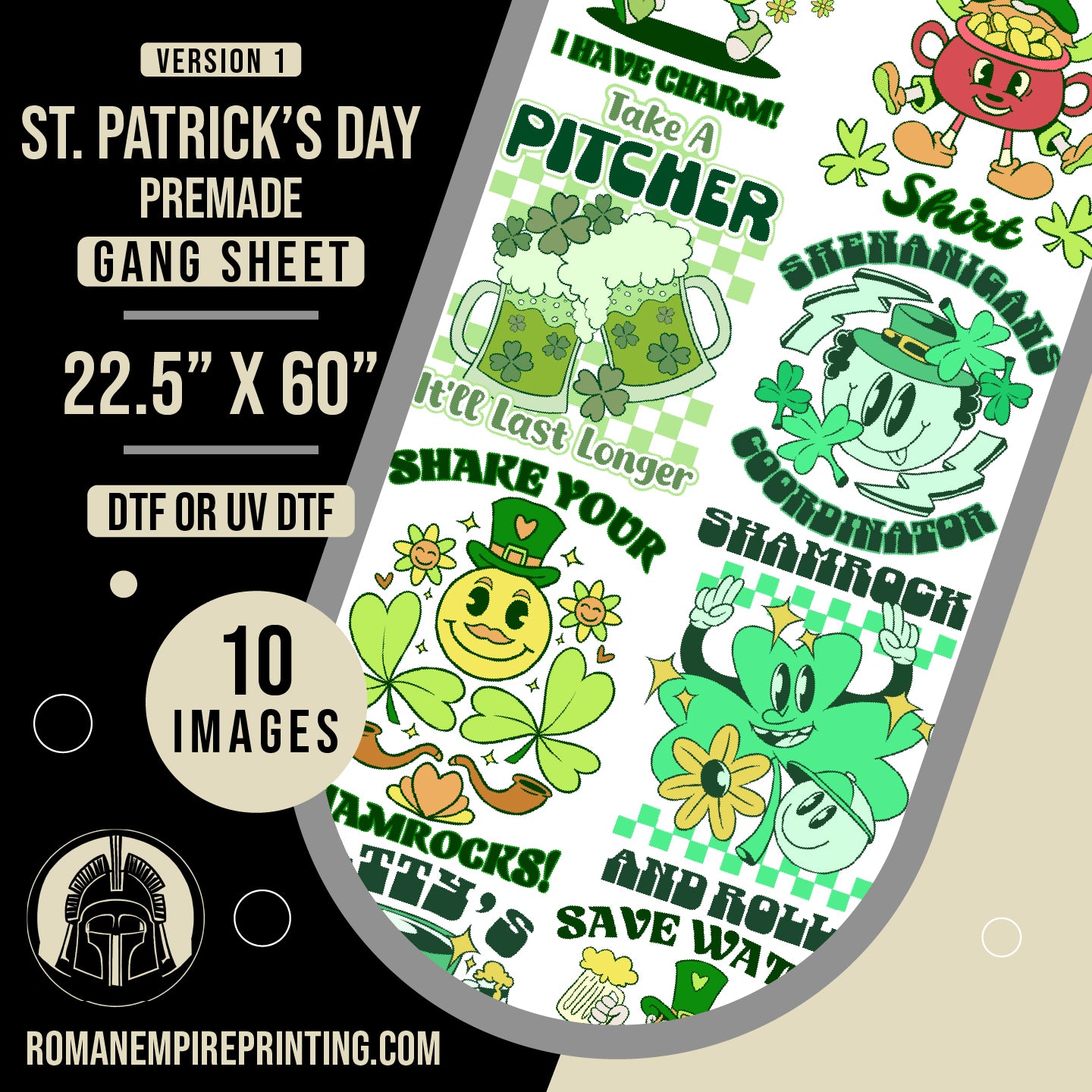 St. Patrick's Day - Version 1 - Premade Gang Sheet 22.5 x 60inches
