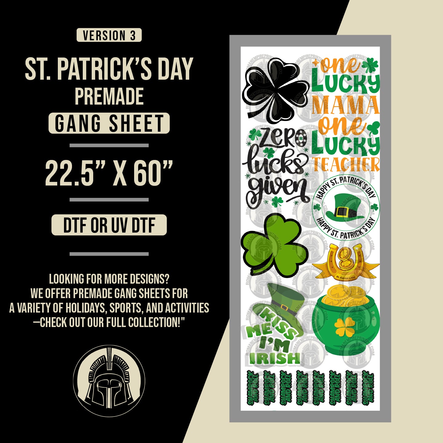 St. Patrick's Day - Version 3 - Premade Gang Sheet 22.5 x 60inches