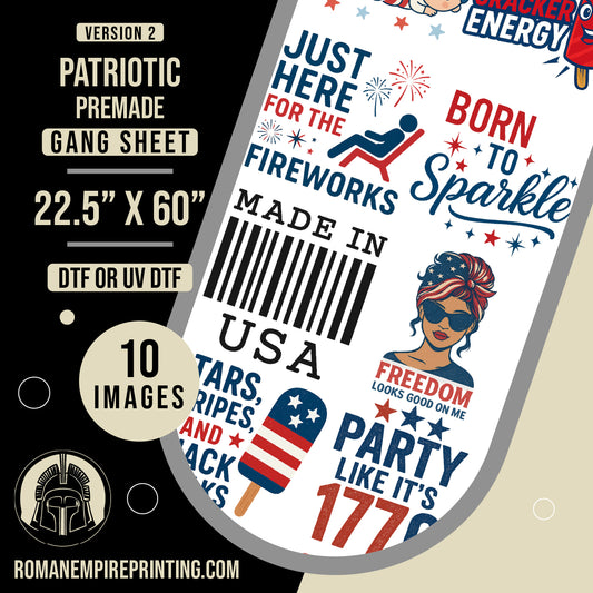 Patriotic-themed product with graphics and text on a white background
