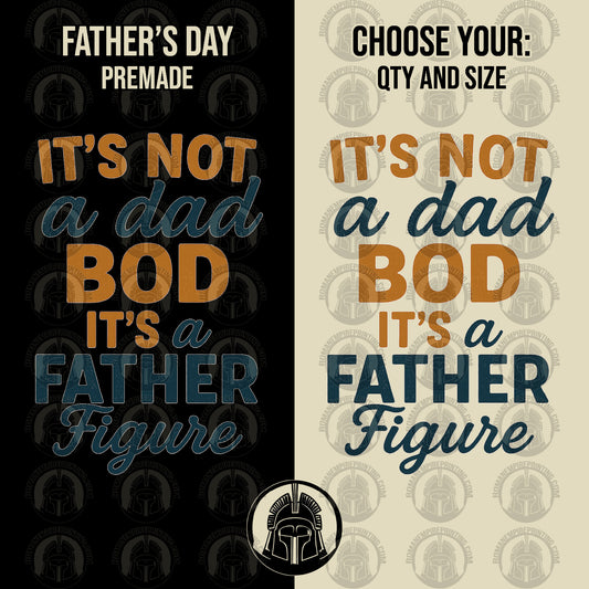 Two versions of a Father's Day graphic with humorous text on black and beige backgrounds.