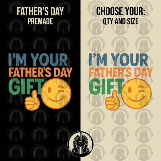 Two Father's Day-themed designs with text and emoji on a black and beige background.