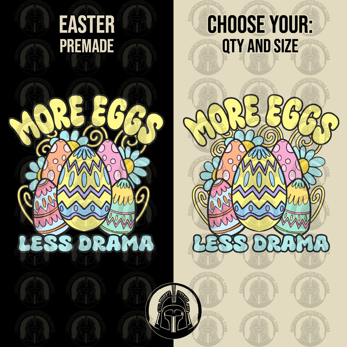 More Eggs Less Drama - Eggs - Bunny - Cartoon - Easter - DTF