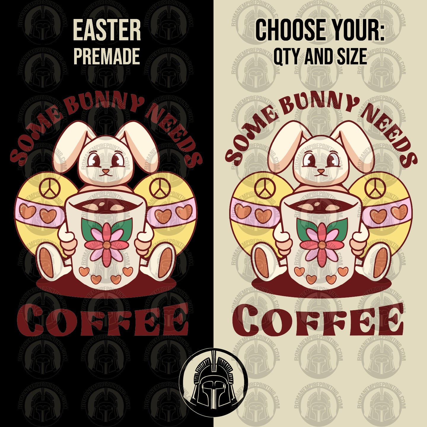 Some Bunny Needs Coffee - Bunny - Cartoon - Eggs - Easter - DTF
