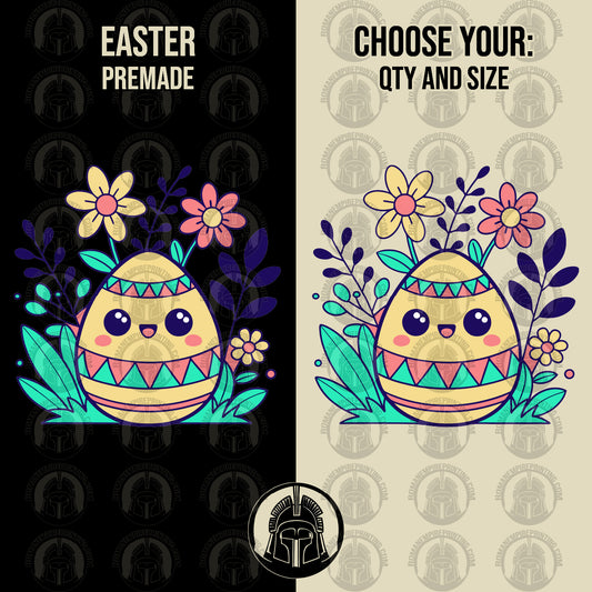 Cute Easter Egg and Flowers - Kawaii - Cartoon - DTF