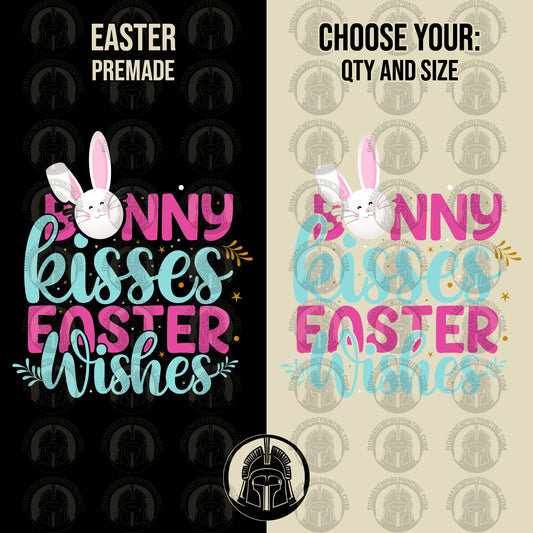 Bunny Kisses and Easter Wishes 1 - Bunny - Easter - Pink and Blue - DTF