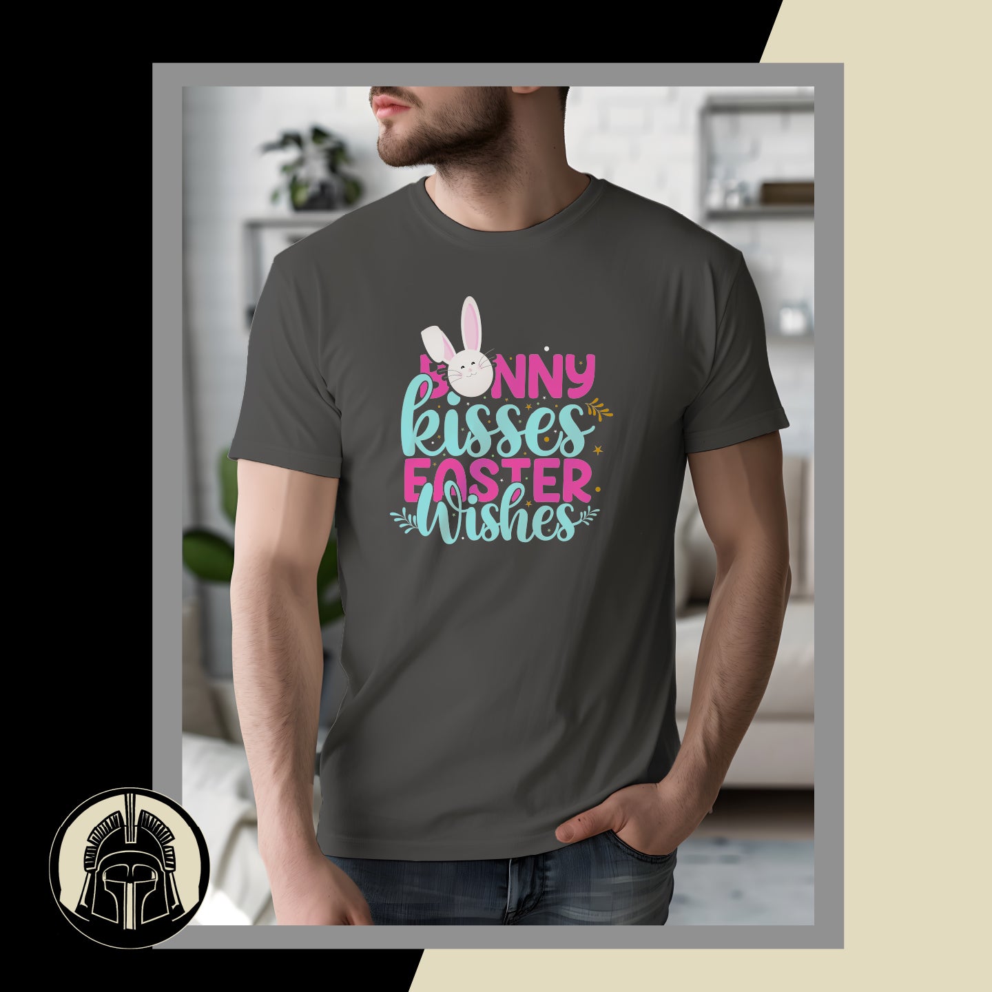 Bunny Kisses and Easter Wishes 1 - Bunny - Easter - Pink and Blue - DTF