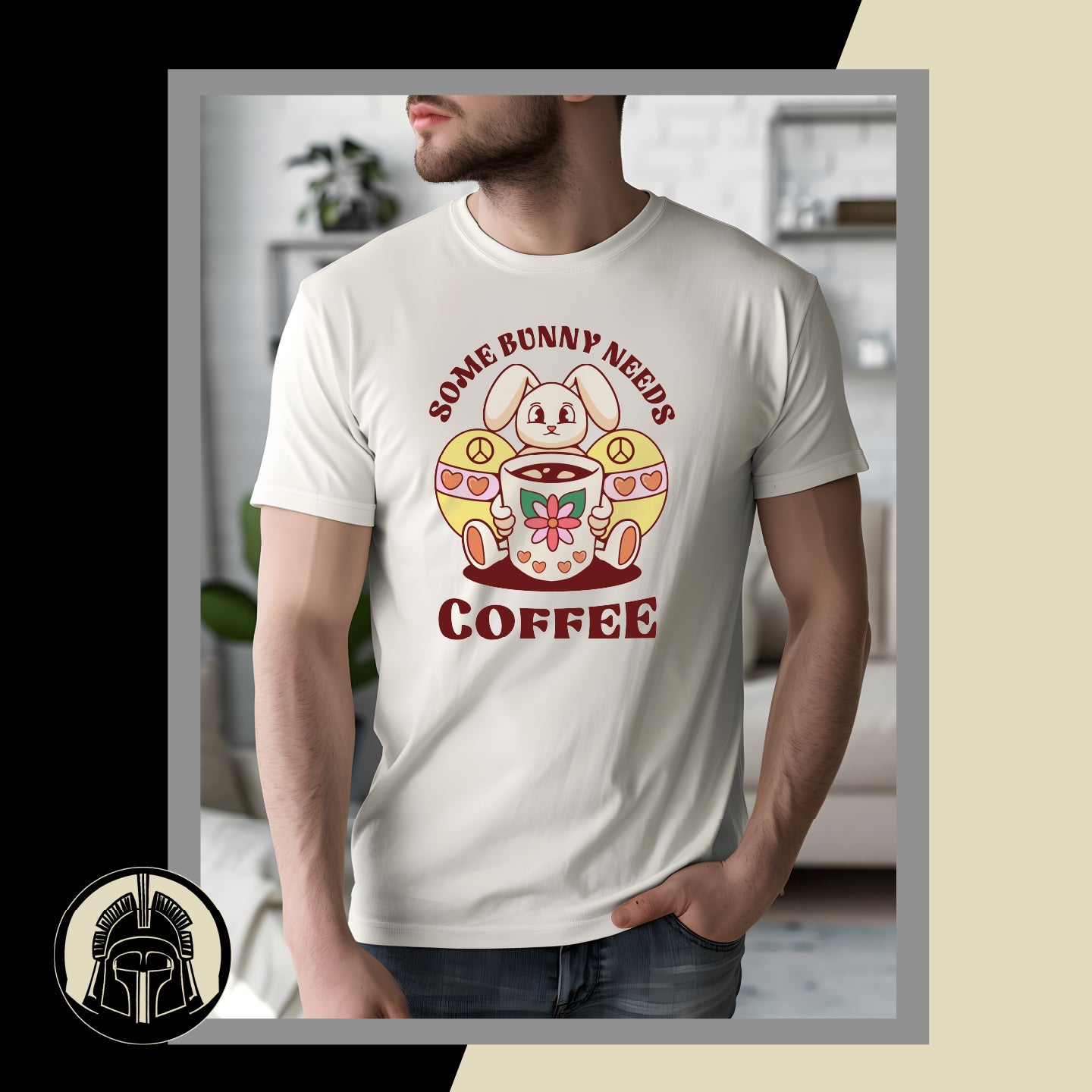 Some Bunny Needs Coffee - Bunny - Cartoon - Eggs - Easter - DTF