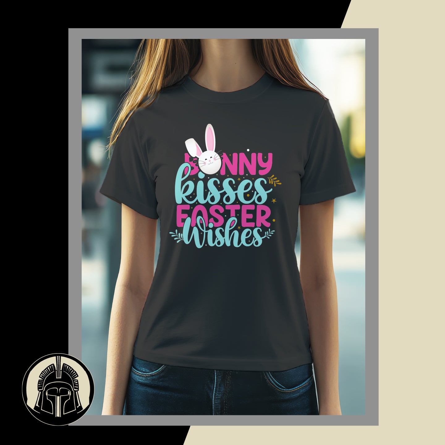 Bunny Kisses and Easter Wishes 1 - Bunny - Easter - Pink and Blue - DTF