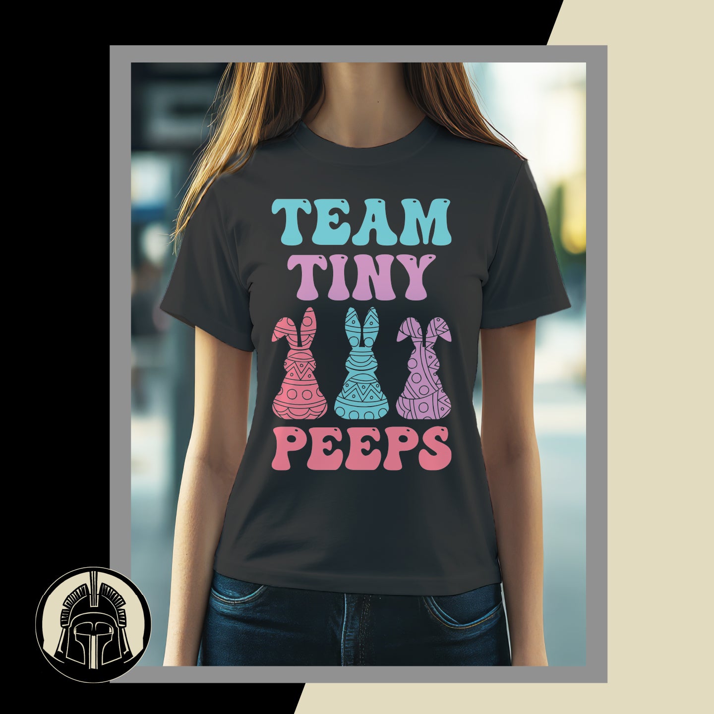 Team Tiny Peeps - Bunny - Cartoon - Marshmallows - Sparkle - Easter - DTF