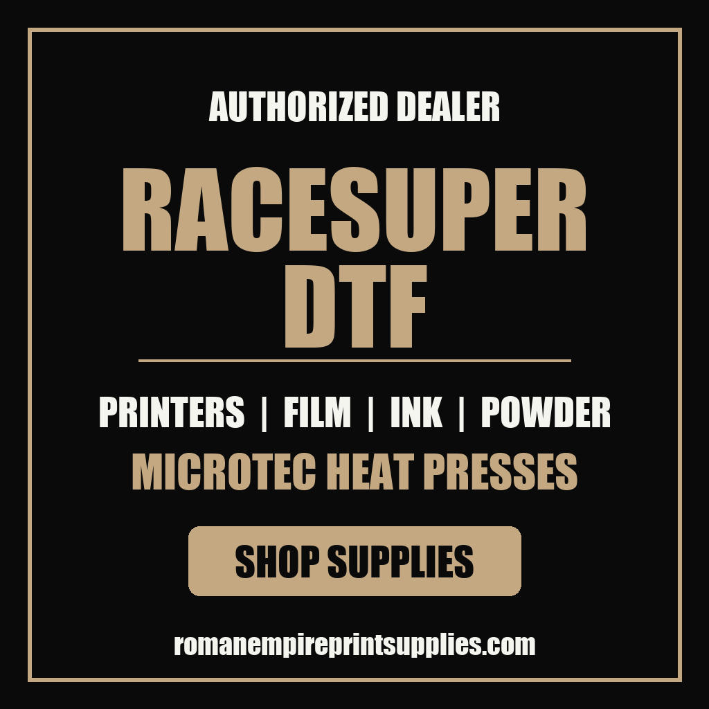 RaceSuper DTF printers, film, ink and Microtec heat presses - shop supplies