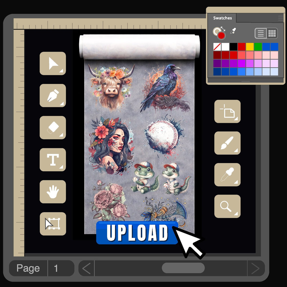 Upload your own DTF gang sheet - step 2, upload or build your design